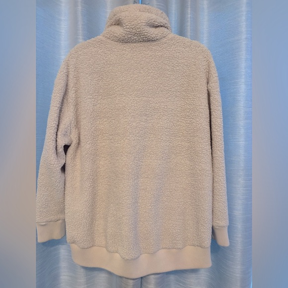 Athleta Talus Sherpa Cream/Ivory Pullover Sweatshirt Teddy Jacket Cozy Sz Large - Picture 3 of 9